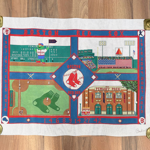 Julie Paukert Red Sox 2013 collage rug needlepoint canvas JP319 - NextStage Vintage