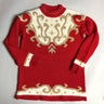 Vintage 1990s Dana Scott holiday tunic sweater – red and gold mock neck with beading - size M-L - NextStage Vintage