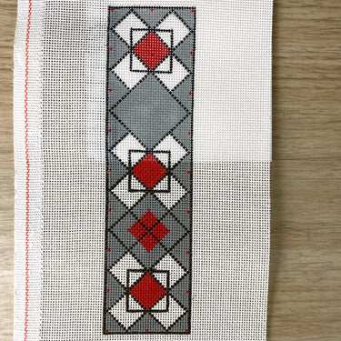 Whimsy and Grace Argyle bookmark painted needlepoint canvas #11885 - NextStage Vintage