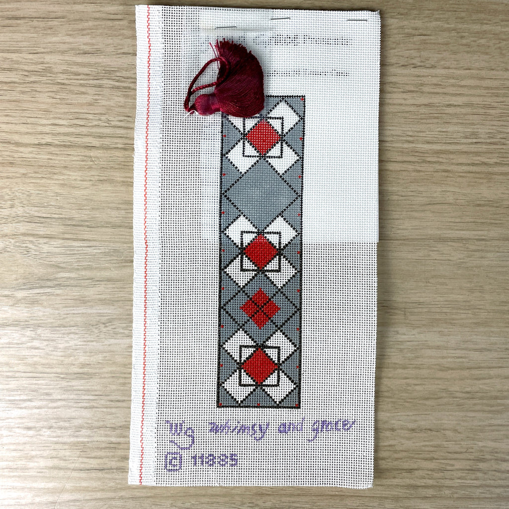 Whimsy and Grace Argyle bookmark painted needlepoint canvas #11885 - NextStage Vintage