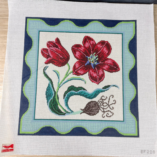 Birds of a Feather Red Tulip needlepoint canvas #BF228 - NextStage Vintage