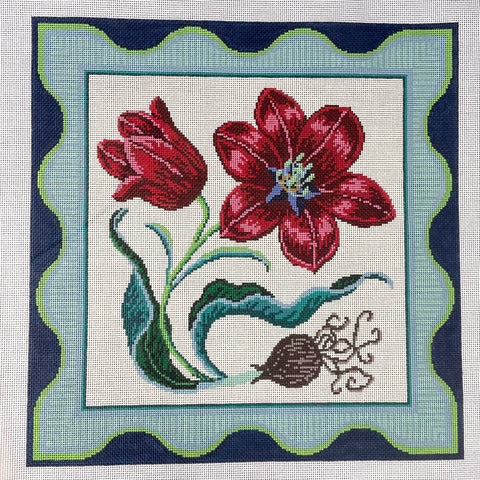 Birds of a Feather Red Tulip needlepoint canvas #BF228 - NextStage Vintage