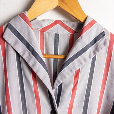 Vintage 1970s Red, White & Blue Striped Shirtwaist Day Dress - Size XS