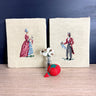 Vintage 1960s Victorian/Regency courting couple needlepoint - hand stitched art - NextStage Vintage