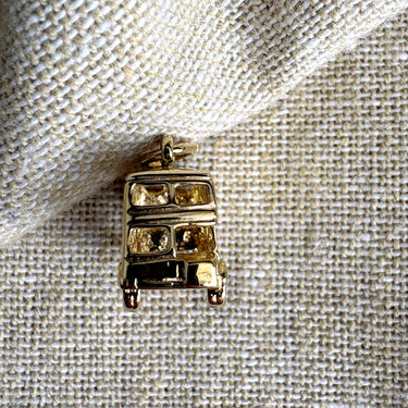 London 3D Double Decker Bus Charm Rembrandt Gold Plated Sterling Silver Pendant - NextStage Vintage