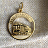 San Francisco Cable Car Disc Charm Rembrandt Gold Plated Sterling Silver 925 New - NextStage Vintage