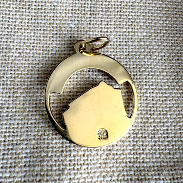 San Francisco Cable Car Disc Charm Rembrandt Gold Plated Sterling Silver 925 New - NextStage Vintage