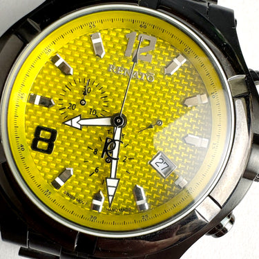 Renato Swiss Ronda 5040.D Chronograph Yellow Carbon Fiber LE 13/50 Black Watch