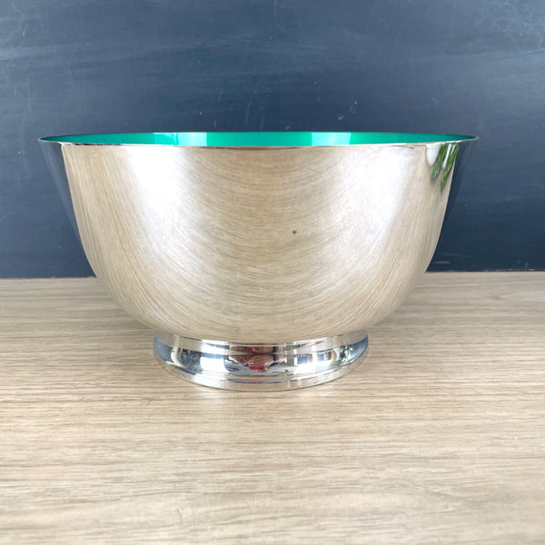 Reed and Barton Jamestown 8" Revere bowl with green enamel - 1960s vintage