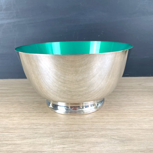 Reed and Barton Jamestown 8" Revere bowl with green enamel - 1960s vintage