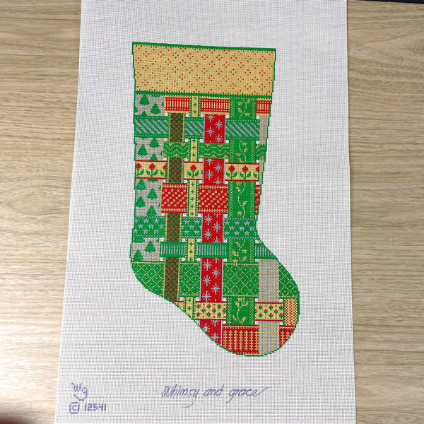 Whimsy and Grace stocking handpainted needlepoint canvas #WG12541 - NextStage Vintage