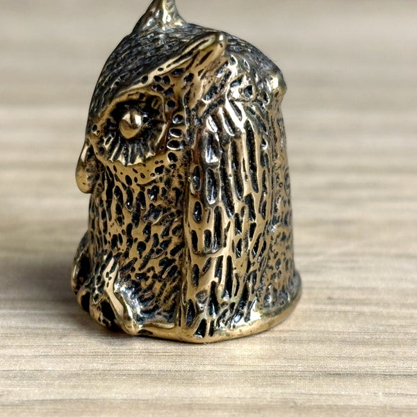 Daniel Riccio bronze owl thimble -  1980s vintage - cast bronze