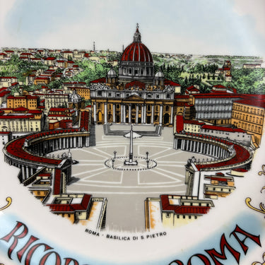Vintage Italian Porcelain Souvenir Plate - Ricordo di Roma - St. Peter's Basilica - Italian City Scenes