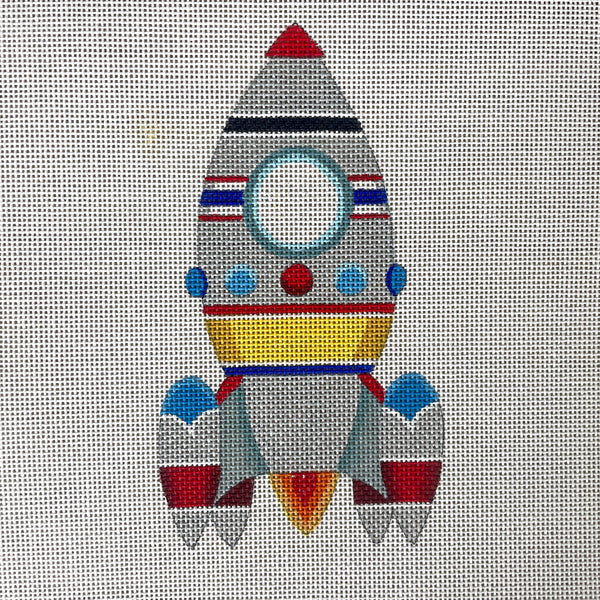 Raymond Crawford rocket ship handpainted needlepoint canvas HO453