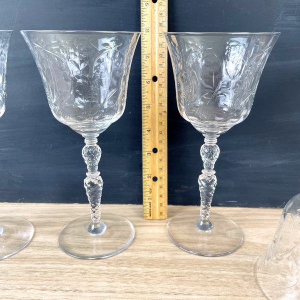 Libbey Rock Sharpe Mystic water glasses  - set of 5 - 1940s vintage - NextStage Vintage