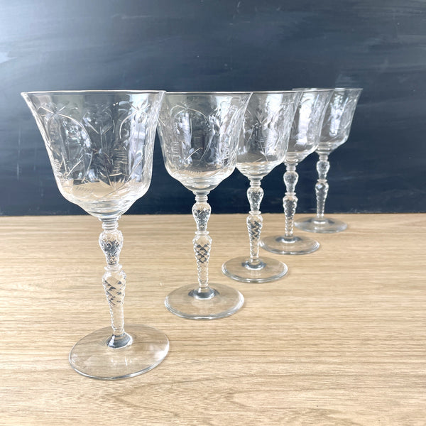 Libbey Rock Sharpe Mystic water glasses  - set of 5 - 1940s vintage - NextStage Vintage