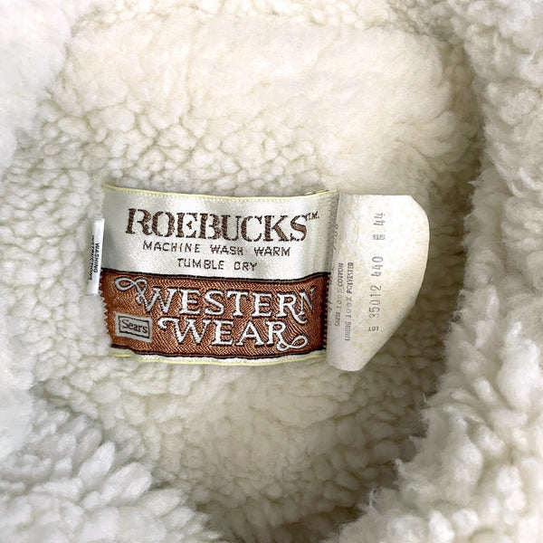 Roebucks Western Wear denim and sherpa vest - 1970s vintage - size 44 - NextStage Vintage