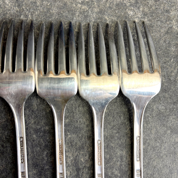 6 Wm Rogers Beloved IS silver plate grille forks flatware - 1940s vintage