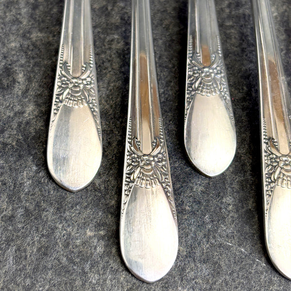 6 Wm Rogers Beloved IS silver plate grille forks flatware - 1940s vintage