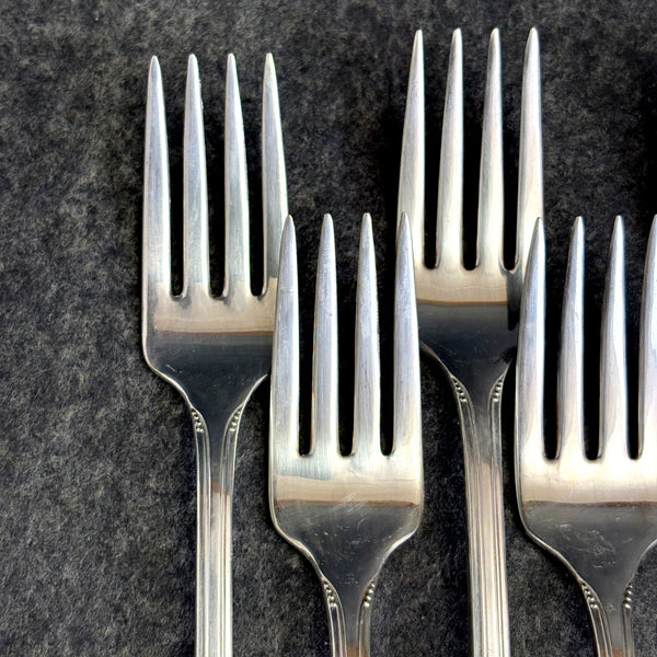 6 Wm Rogers Beloved IS silver plate grille forks flatware - 1940s vintage