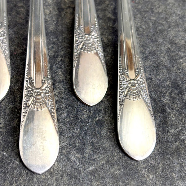 6 Wm Rogers Beloved IS silver plate grille forks flatware - 1940s vintage