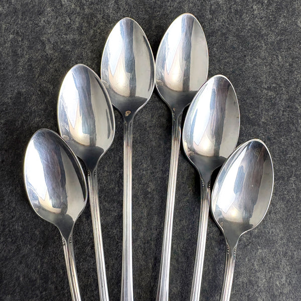 6 Wm Rogers Beloved IS silver plate iced tea spoons flatware - 1940s vintage