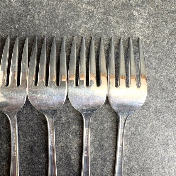 6 Wm Rogers Beloved IS silver plate salad/dessert forks flatware - 1940s vintage
