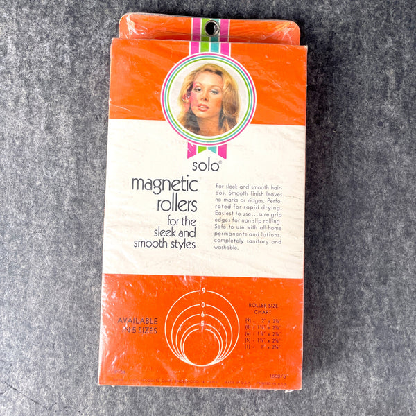 Magnetic hair rollers - new in package - 1970s vintage - NextStage Vintage