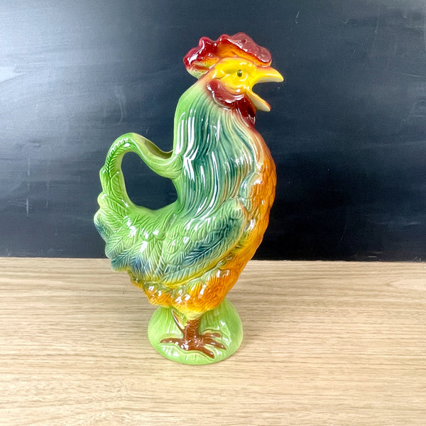 St Clément rooster pitcher - le coq gaulois French majolica - 1930s vintage - NextStage Vintage