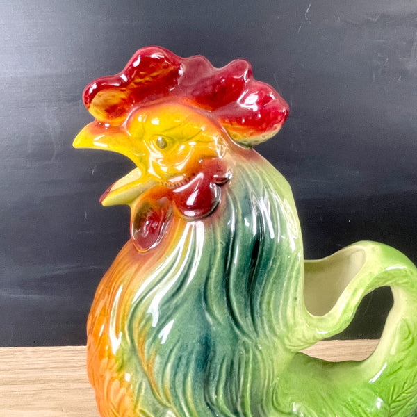 St Clément rooster pitcher - le coq gaulois French majolica - 1930s vintage - NextStage Vintage