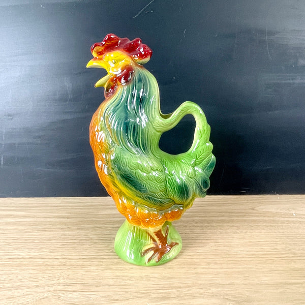 St Clément rooster pitcher - le coq gaulois French majolica - 1930s vintage - NextStage Vintage