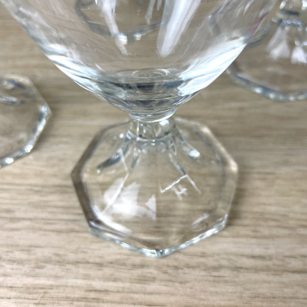 Water goblets with etched roses - set of 8 - mid century stemware - NextStage Vintage