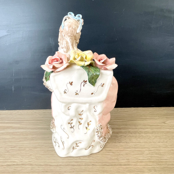 Regency romantic woman figurine with flowers - vintage statuette - NextStage Vintage