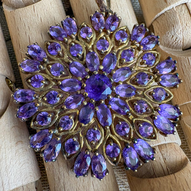 Ross-Simons Amethyst Pendant Sterling Silver Vermeil Cluster Flower 925
