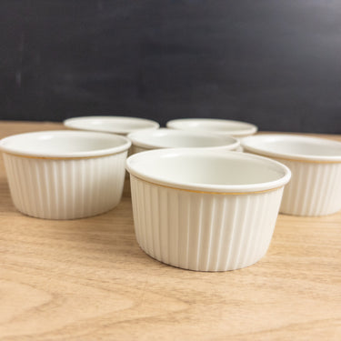 Royal Worcester White Ramekins with Gold Trim Set of 6 Shape 48 NWOB