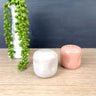 Russell Wright American Modern coral pink and gray salt and pepper set - NextStage Vintage