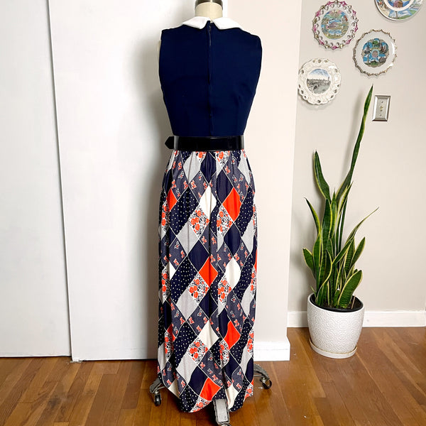 1970s red, white and blue maxi dress - size XS - S - NextStage Vintage