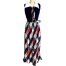 Vintage 1970s Red White & Blue Maxi Dress - Wing Collar, Patchwork Skirt & Belt - Patriotic Statement Gown — Size XS/S - NextStage Vintage