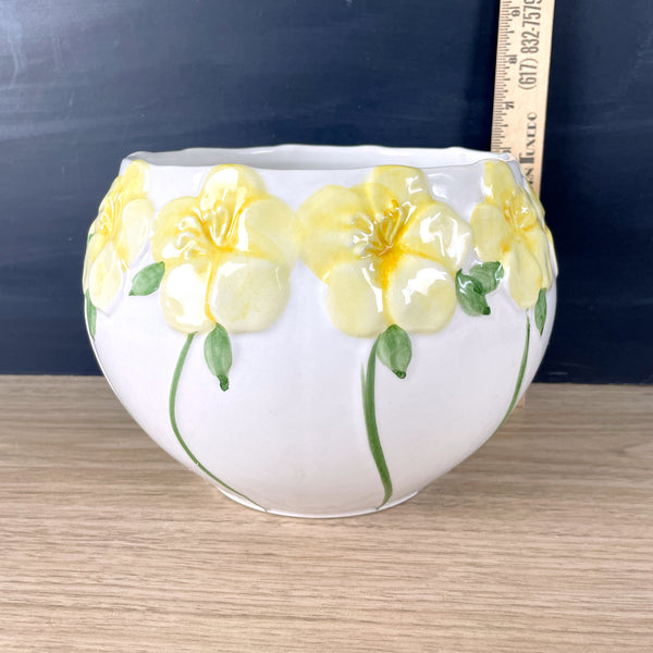 Safaril Pottery yellow floral jardiniere planter - 1990s vintage - NextStage Vintage