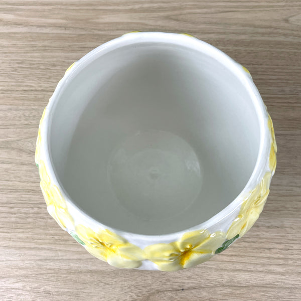 Safaril Pottery yellow floral jardiniere planter - 1990s vintage - NextStage Vintage