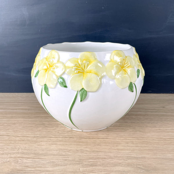 Safaril Pottery yellow floral jardiniere planter - 1990s vintage - NextStage Vintage