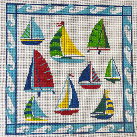 Black Rose Needlepoint Summer Sails needlepoint canvas - NextStage Vintage