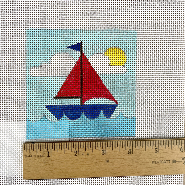 Jane Nichols kids and beginner sailboat needlepoint canvas #K20 - NextStage Vintage