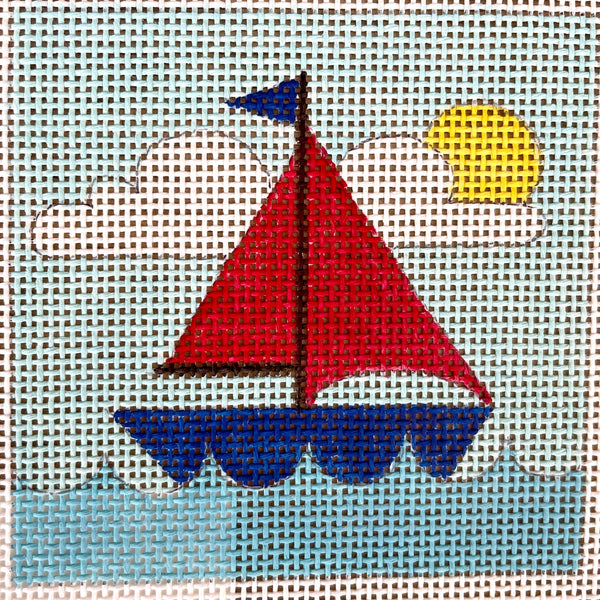 Jane Nichols kids and beginner sailboat needlepoint canvas #K20 - NextStage Vintage