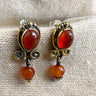 Sajen sterling silver post pierced dangle earrings - honey red stones - NextStage Vintage