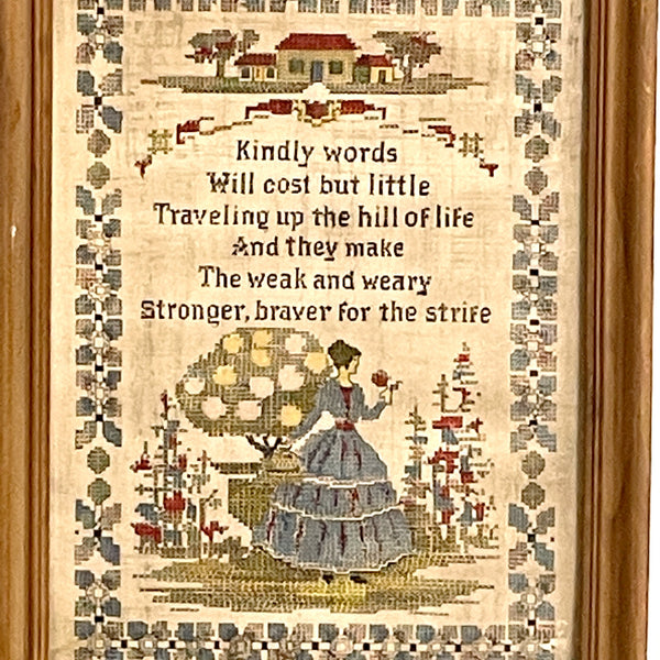 Kindly Words sampler print - vintage framed art - NextStage Vintage