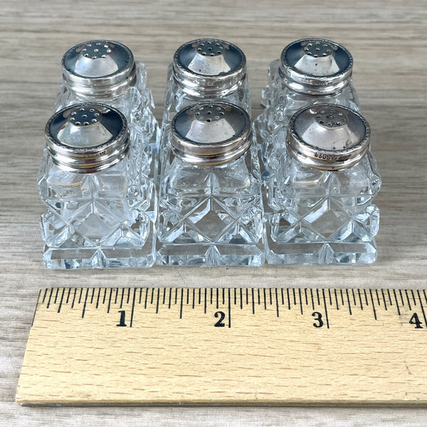 Norwegian sterling silver crystal salt and pepper sets - 3 pairs - NextStage Vintage