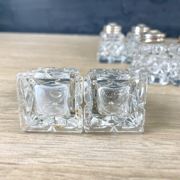 Norwegian sterling silver crystal salt and pepper sets - 3 pairs - NextStage Vintage