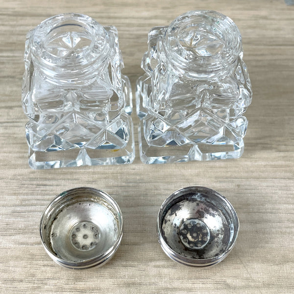 Norwegian sterling silver crystal salt and pepper sets - 3 pairs - NextStage Vintage