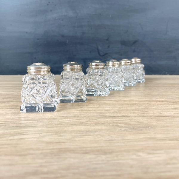 Norwegian sterling silver crystal salt and pepper sets - 3 pairs - NextStage Vintage